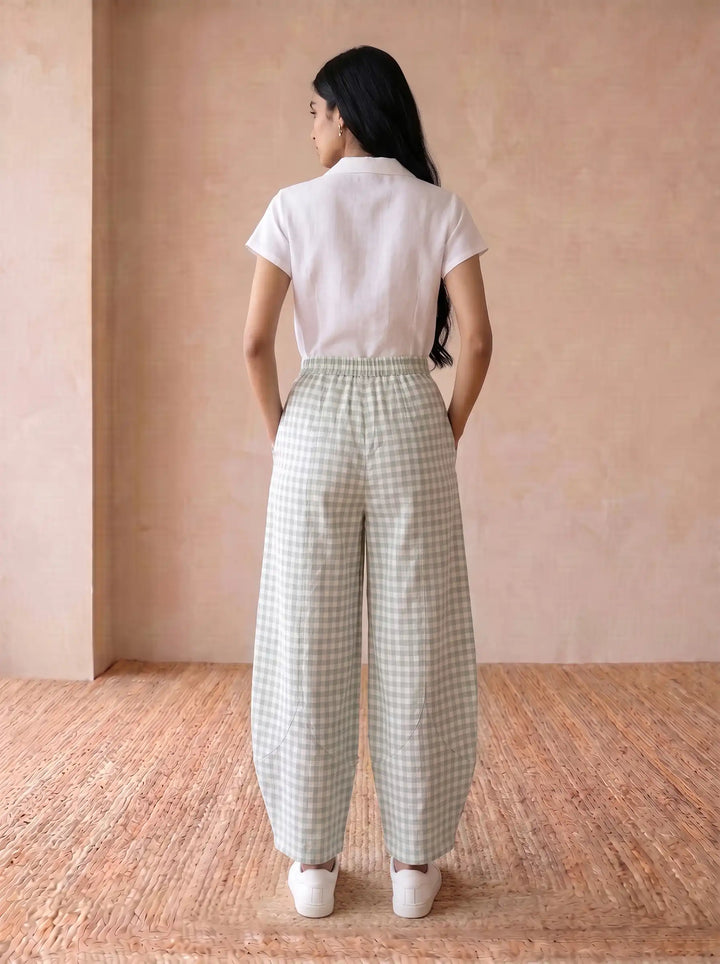 Pastel green Check Pants