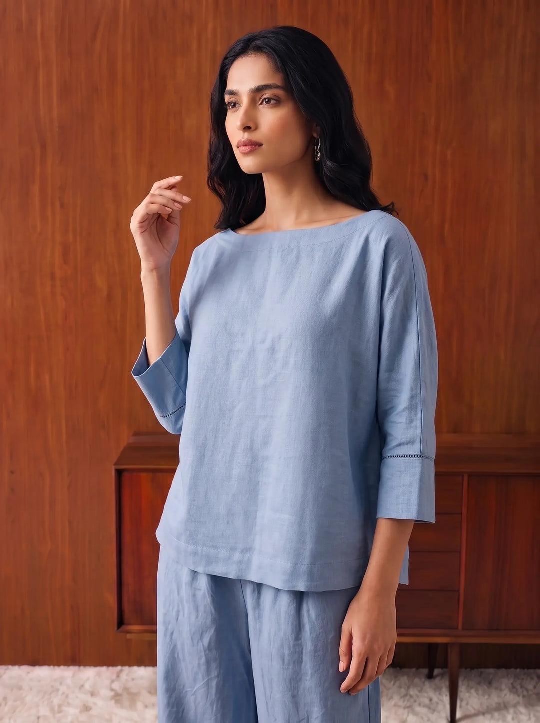 Blue Linen Cord Set