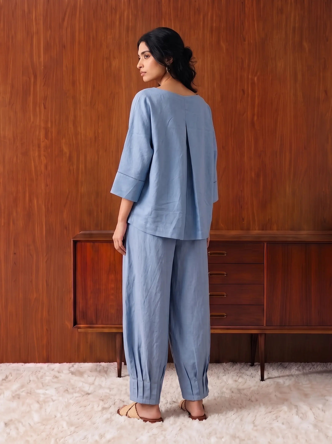 Blue Linen Cord Set