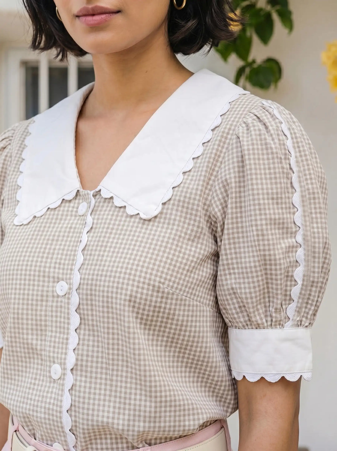 Beige check shirt