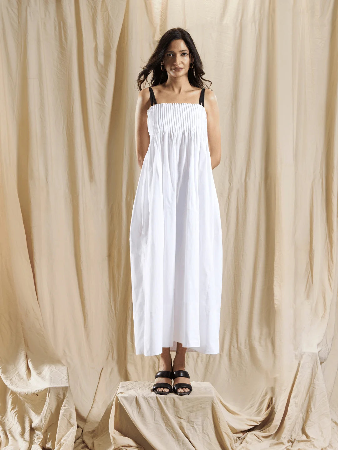 White Dress with Black Straps