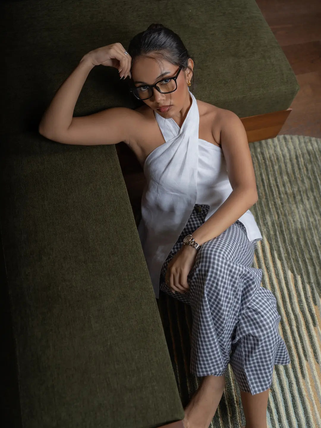 WHITE LINEN TIE-UP TOP