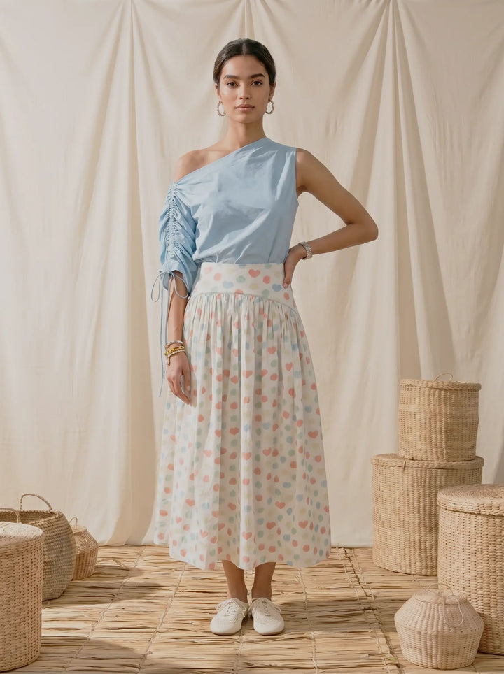 BLUE DROP SHOULDER TOP