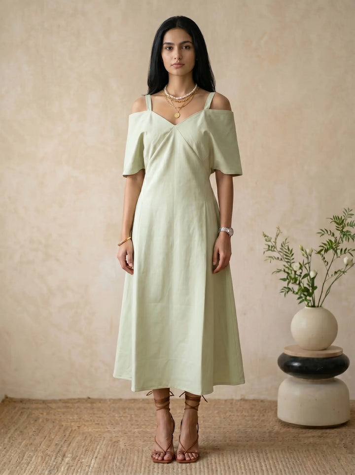 Light Green Off Shoulder Dress