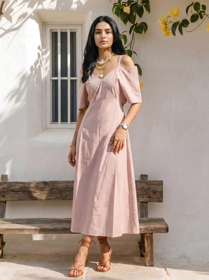 Pink Off Shoulder Dress