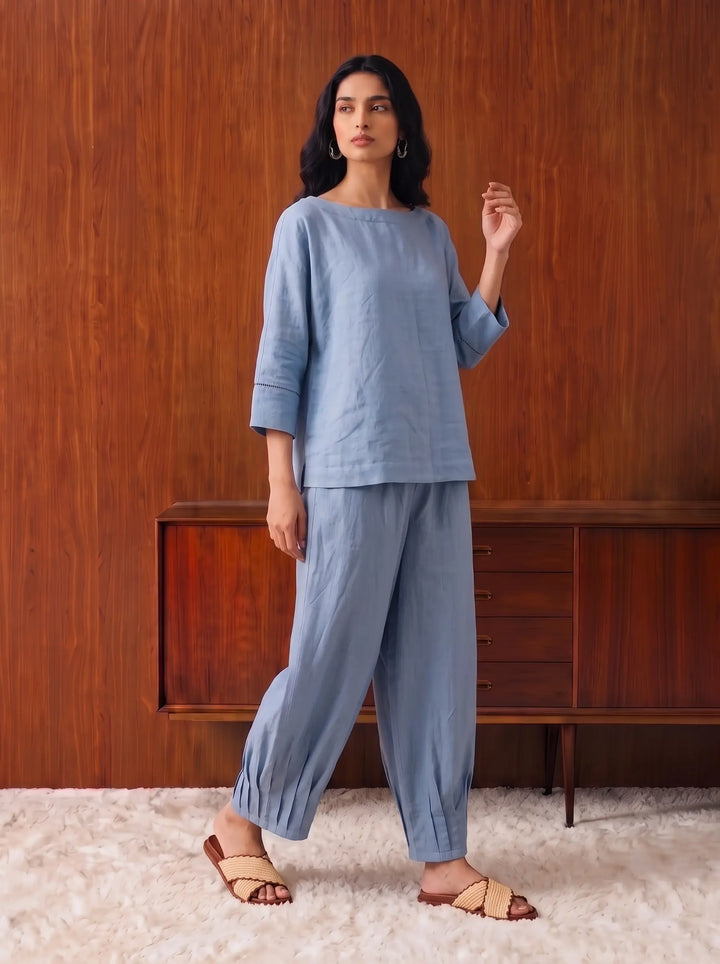 Blue Linen Cord Set