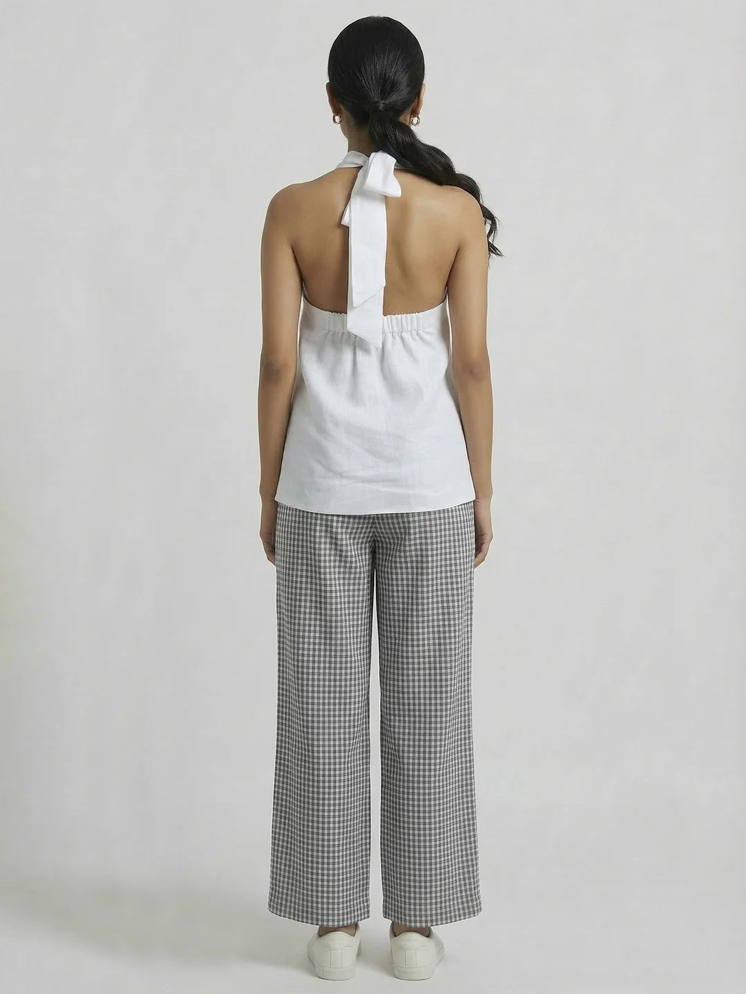 WHITE LINEN TIE-UP TOP
