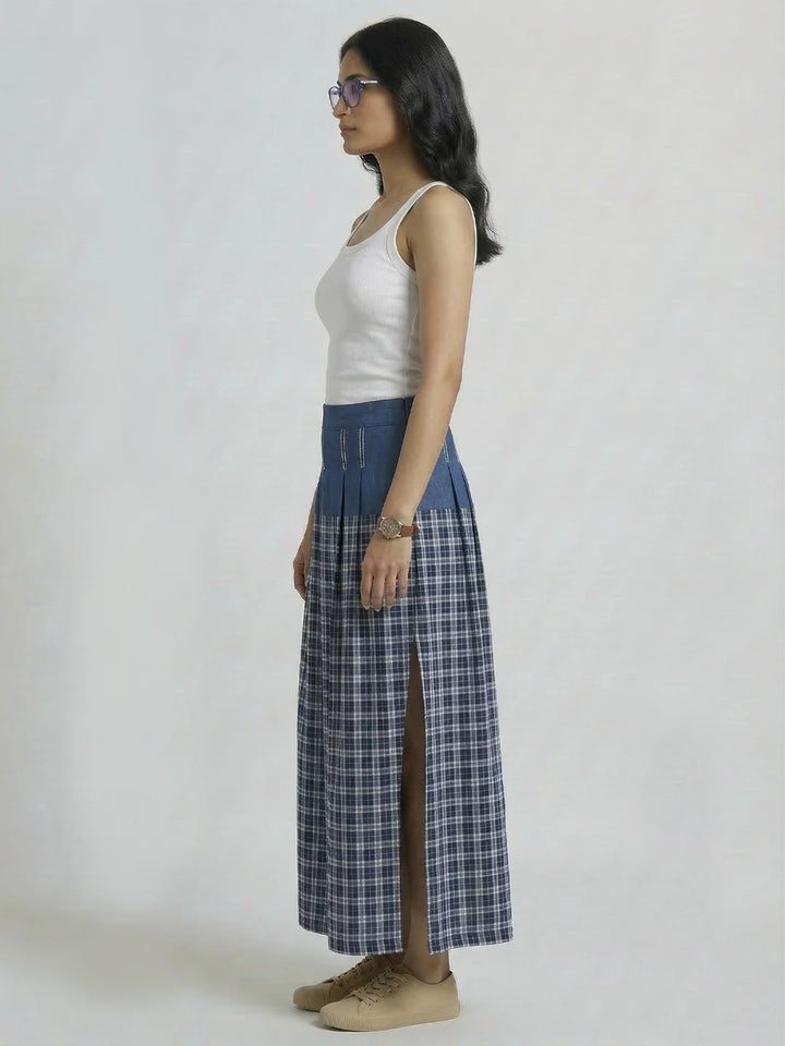 SKIRT WITH DENIM/CHECKS