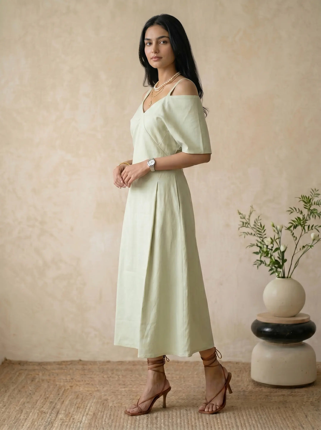 Light Green Off Shoulder Dress