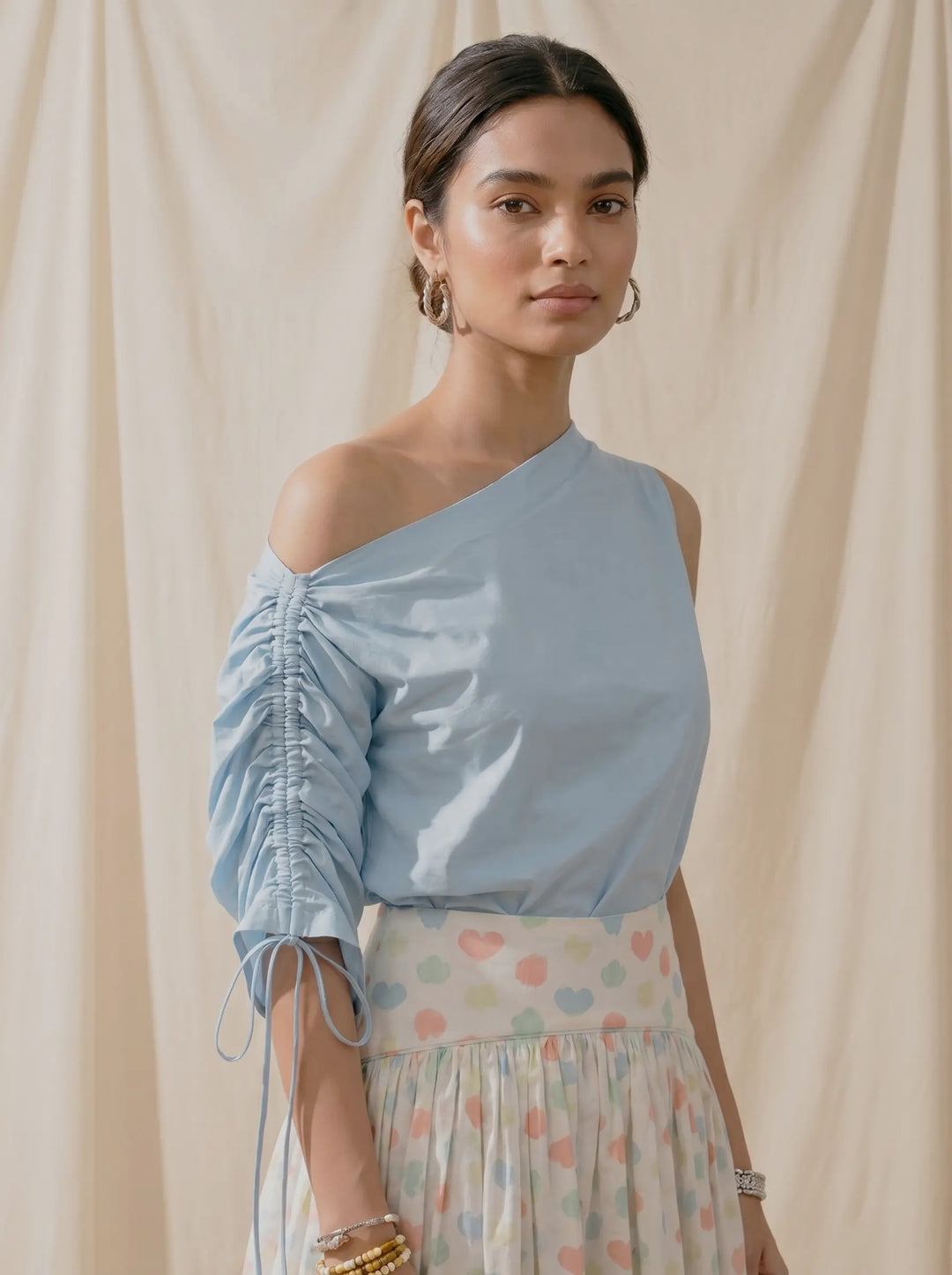 BLUE DROP SHOULDER TOP