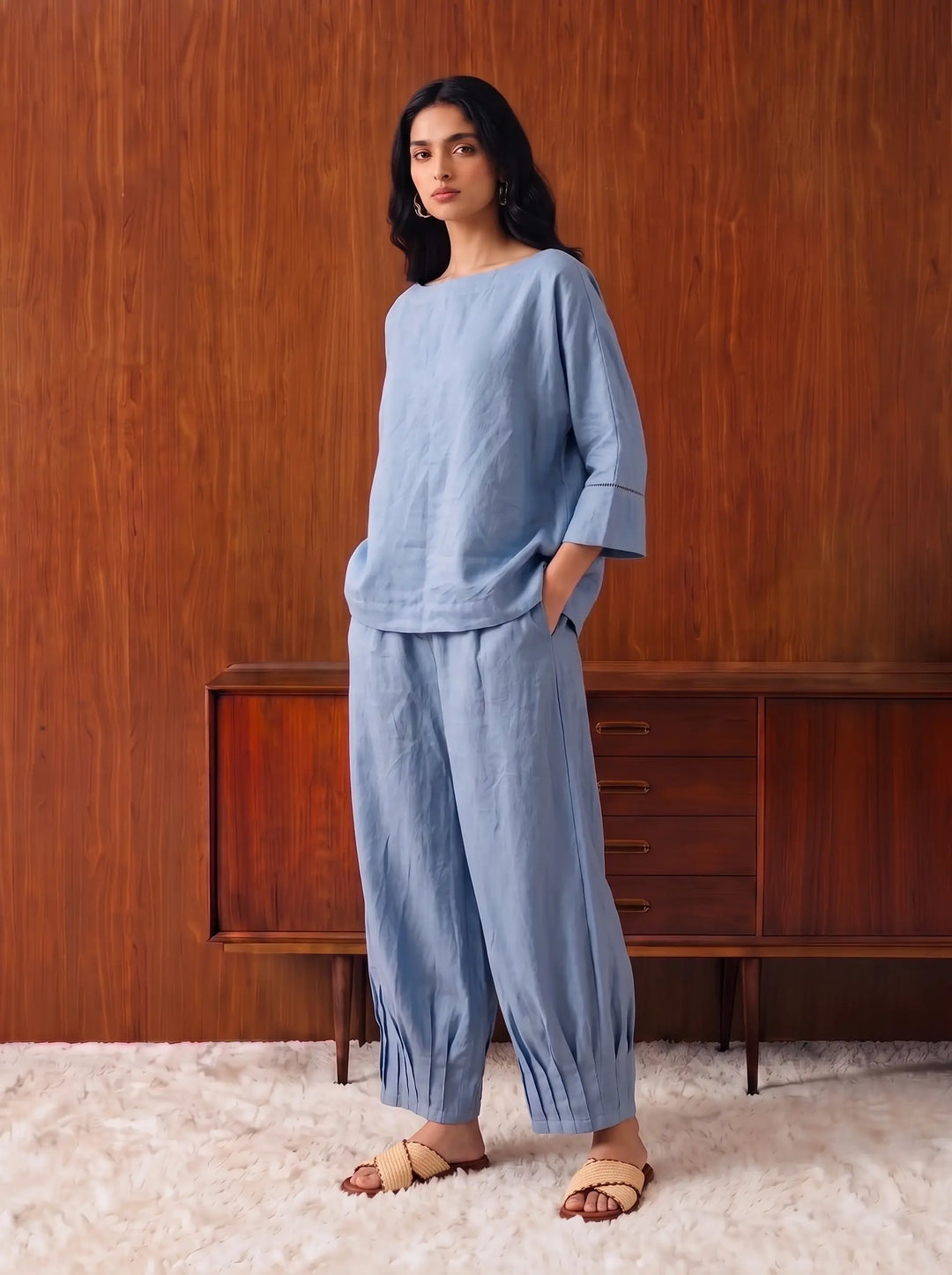 Blue Linen Cord Set