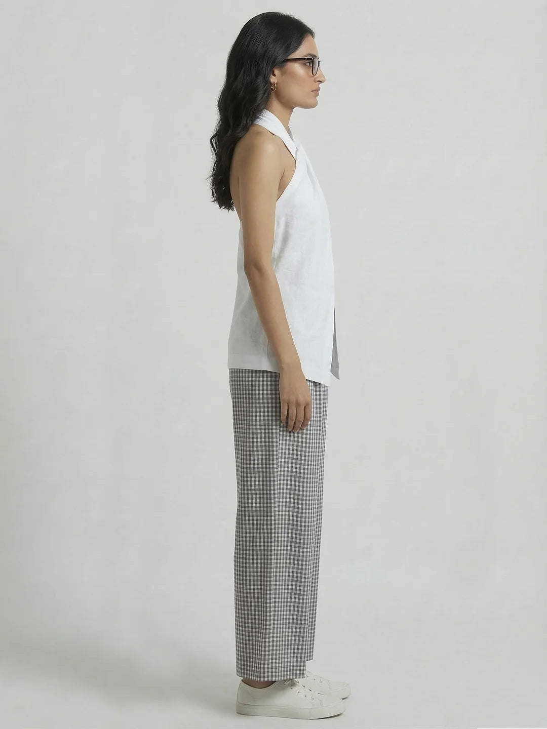 WHITE LINEN TIE-UP TOP