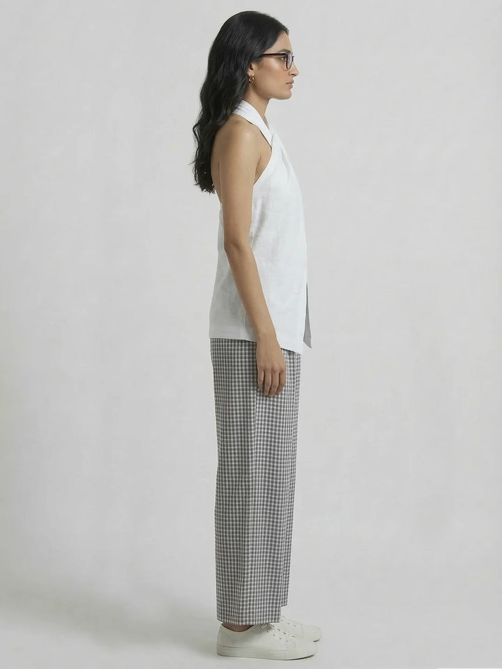 WHITE LINEN TIE-UP TOP