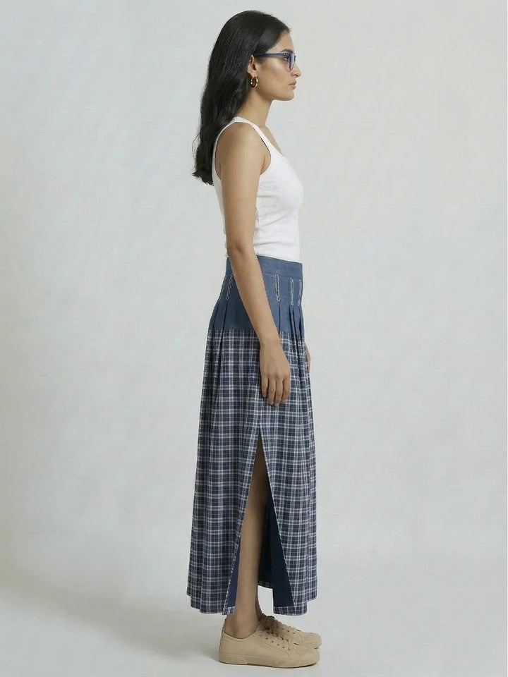 SKIRT WITH DENIM/CHECKS