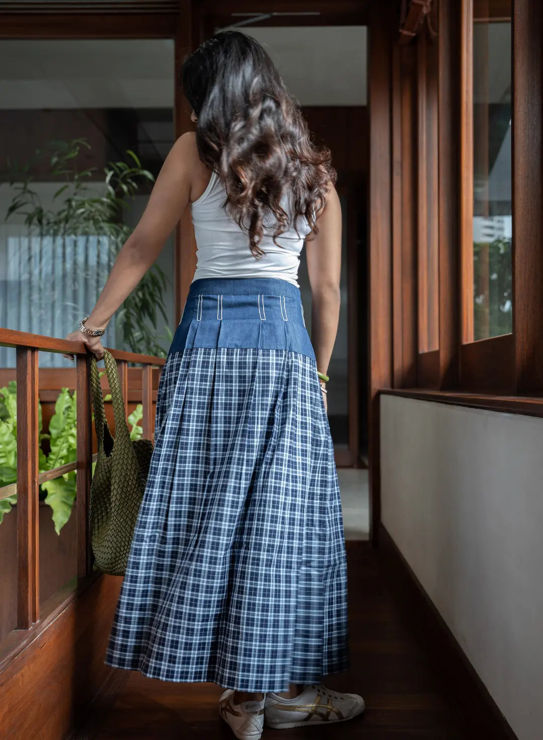SKIRT WITH DENIM/CHECKS