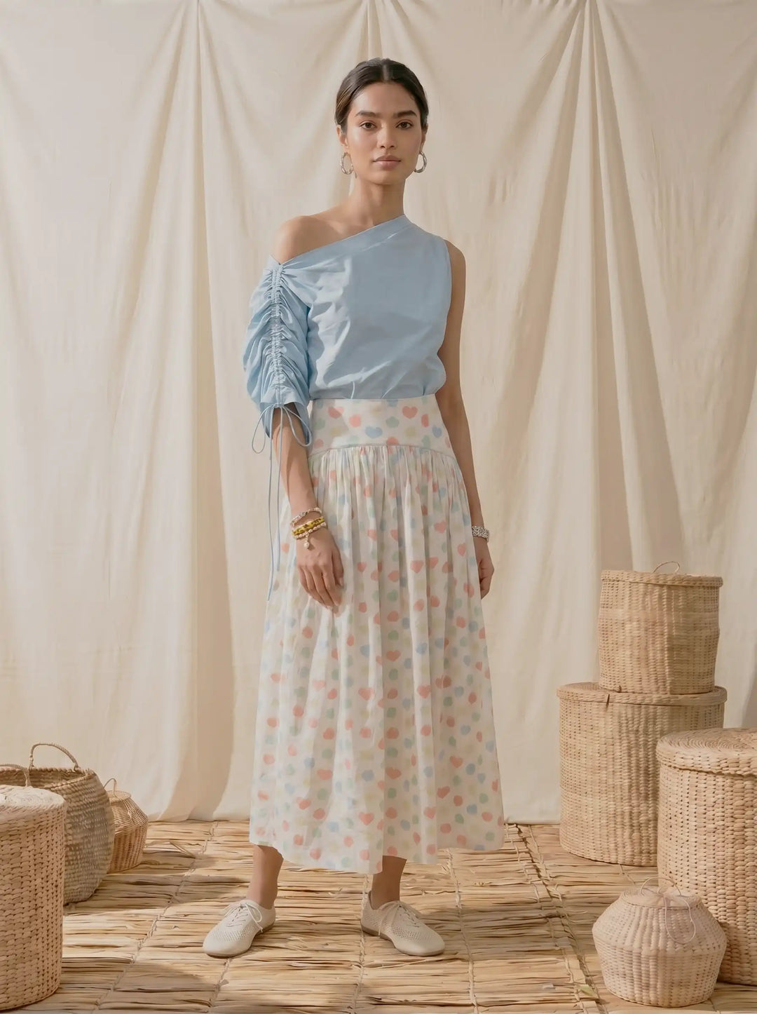 BLUE DROP SHOULDER TOP