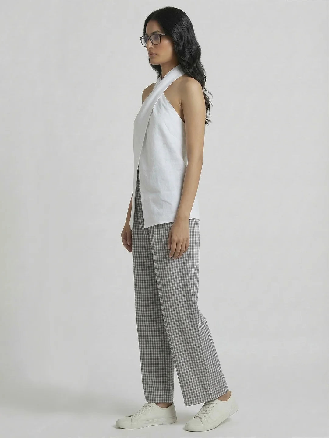 WHITE LINEN TIE-UP TOP