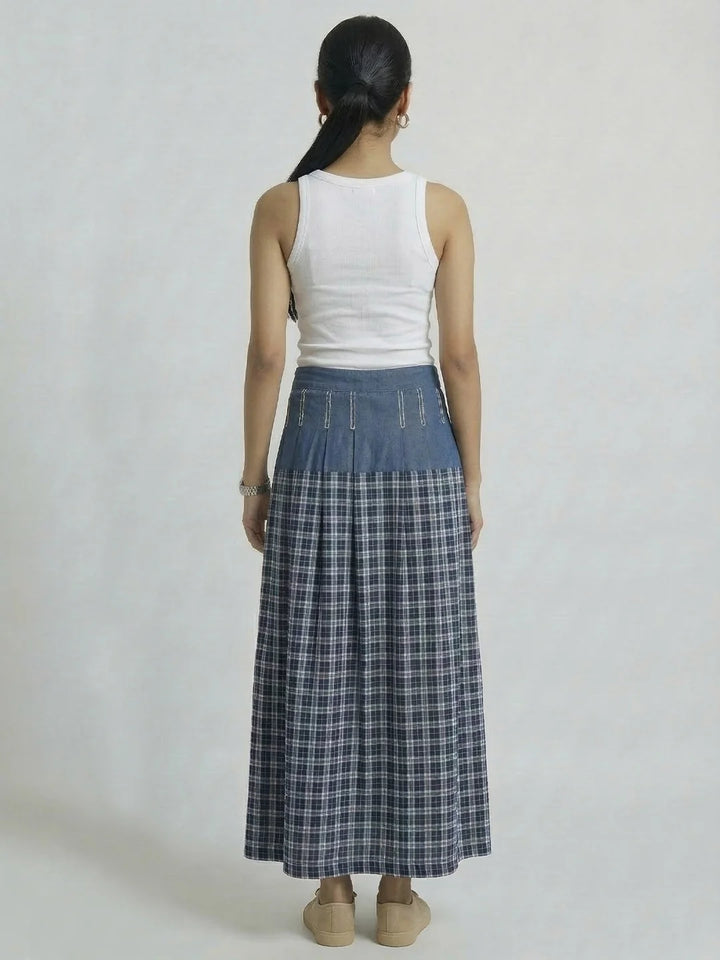SKIRT WITH DENIM/CHECKS