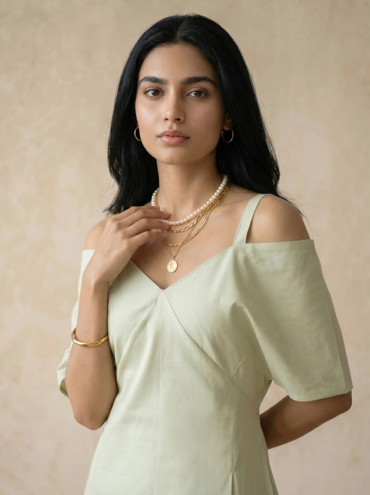 Light Green Off Shoulder Dress