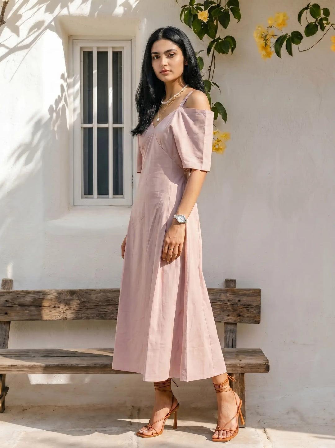 Pink Off Shoulder Dress