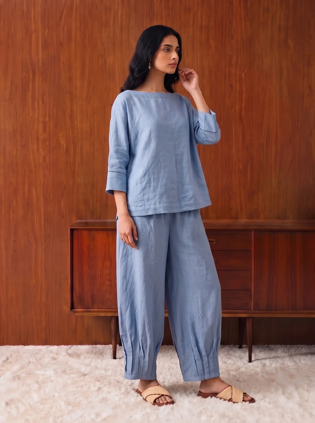 Blue Linen Cord Set