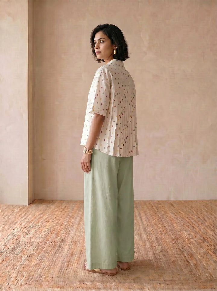 POLKA DOT SINGLE BUTTON SHIRT