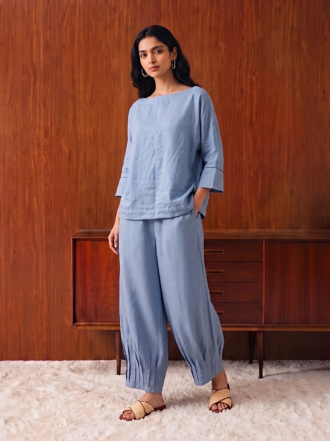 Blue Linen Cord Set