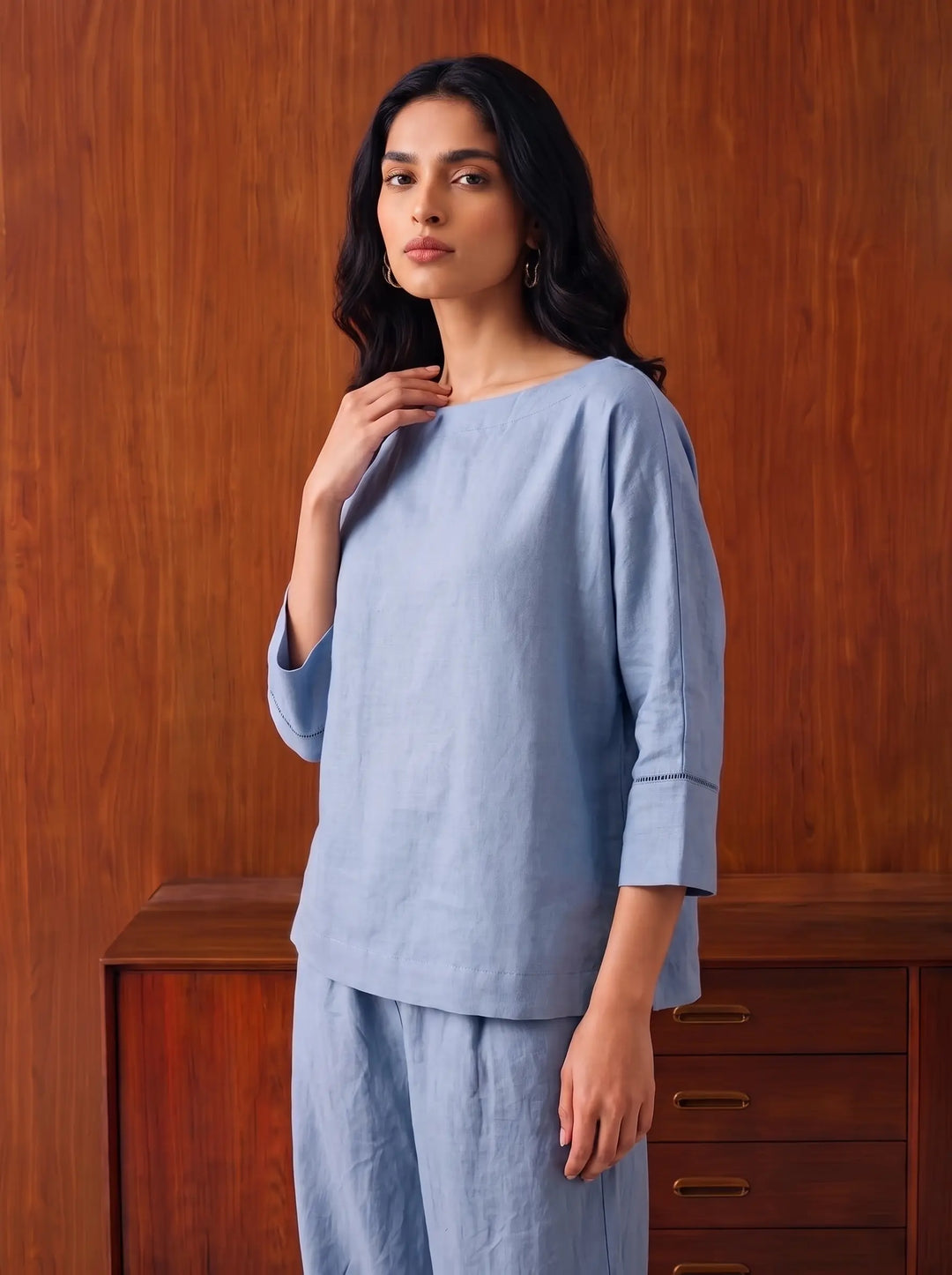 Blue Linen Cord Set
