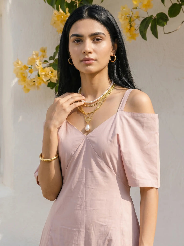 Pink Off Shoulder Dress