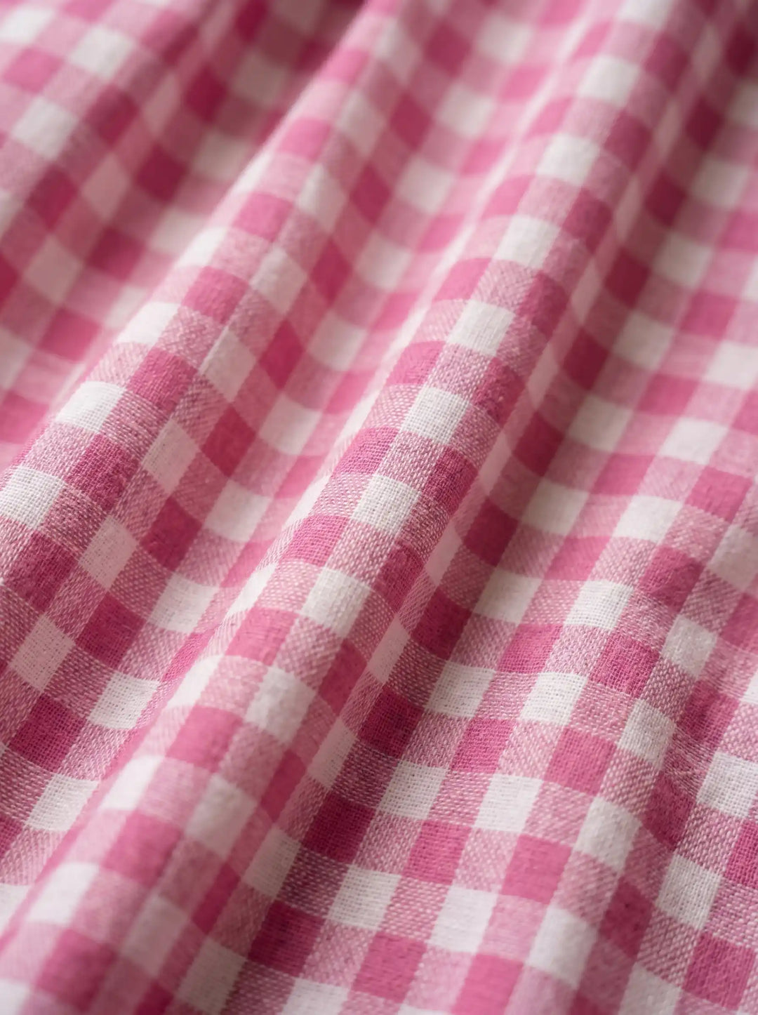linen skirt in pink checks