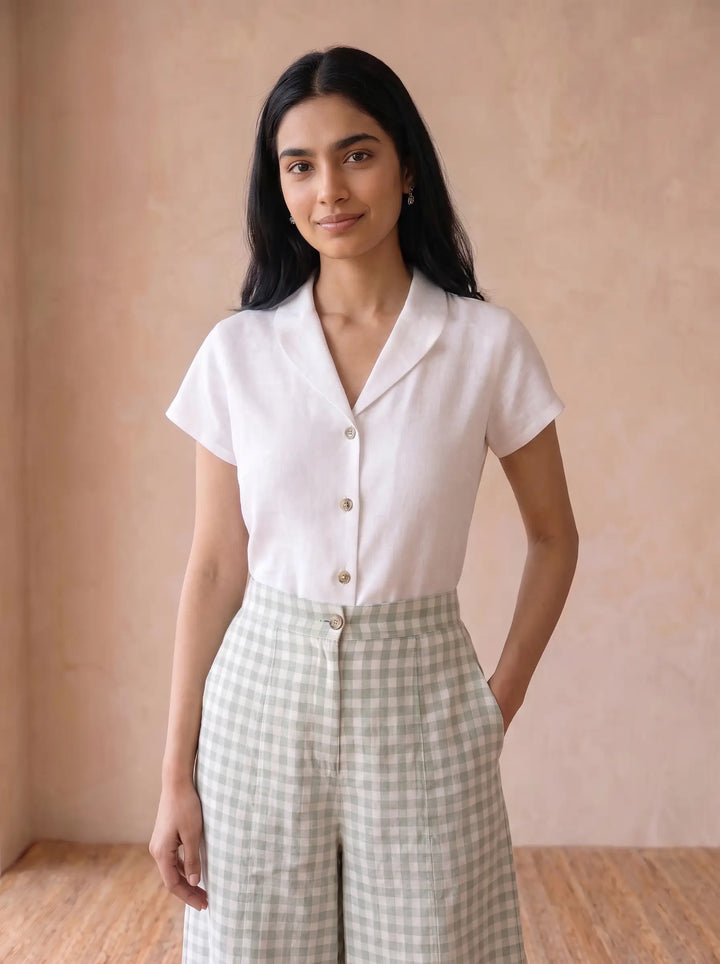 Pastel green Check Pants