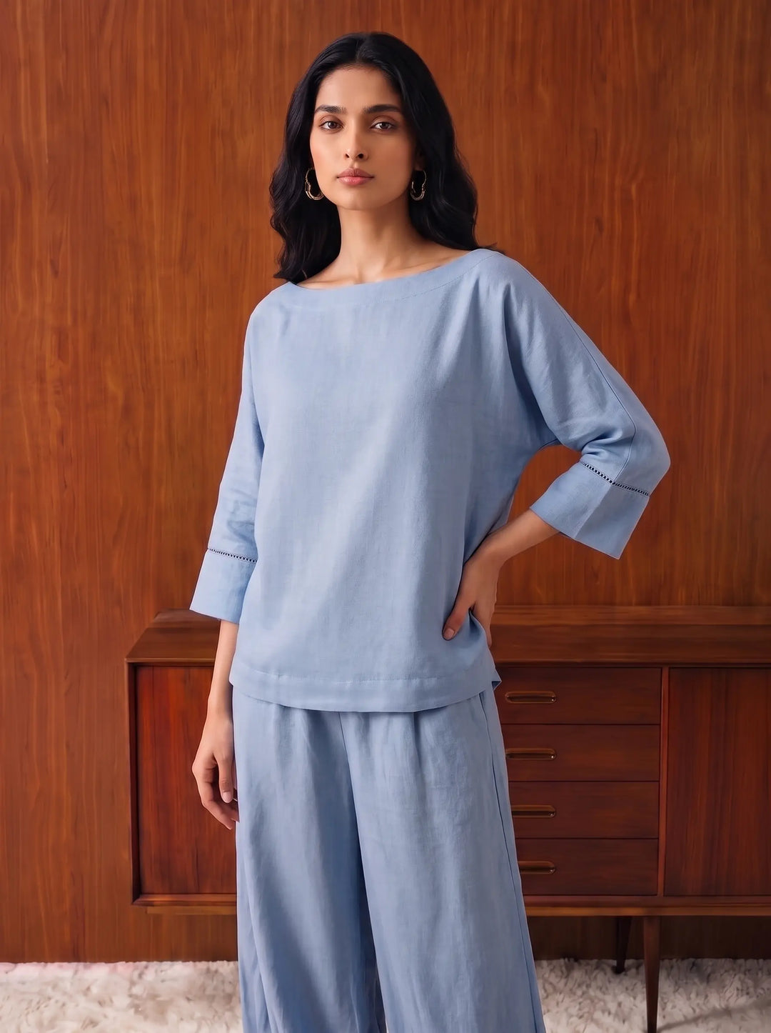 Blue Linen Cord Set