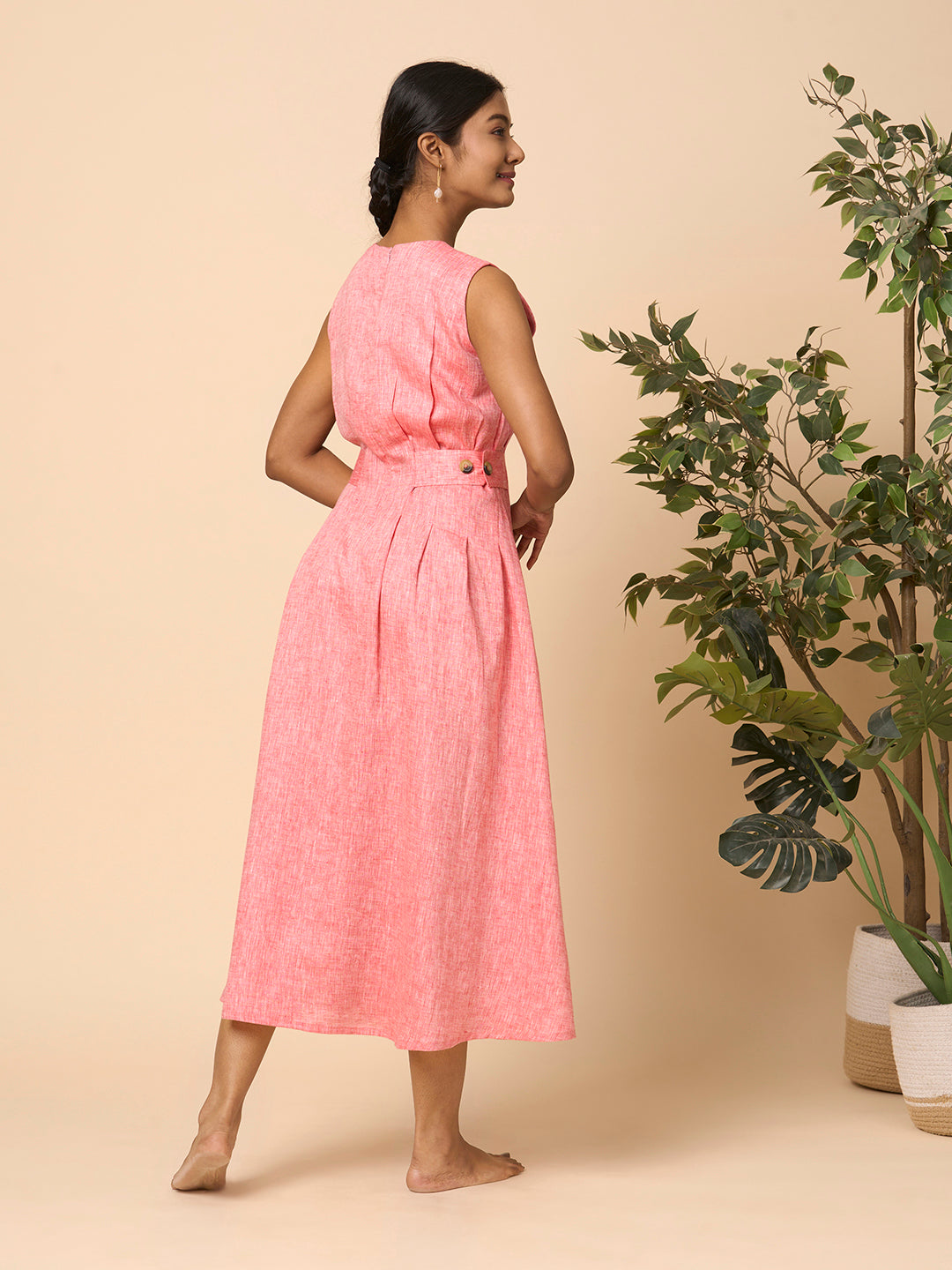 Linen Dress With Side Buttons