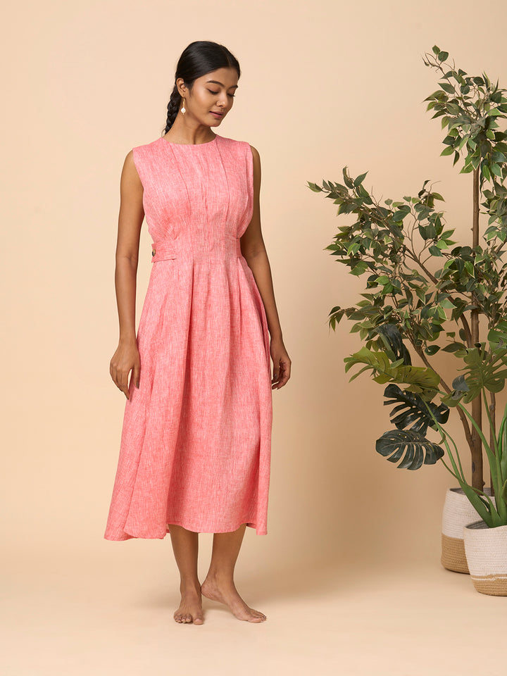 Linen Dress With Side Buttons