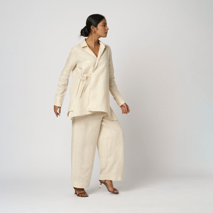Linen Cord Set With Tie-up Top