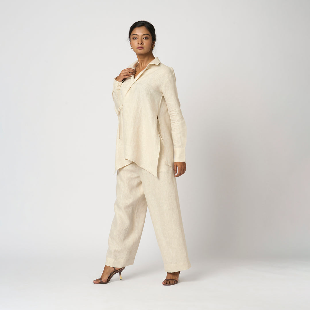 Linen Cord Set With Tie-up Top