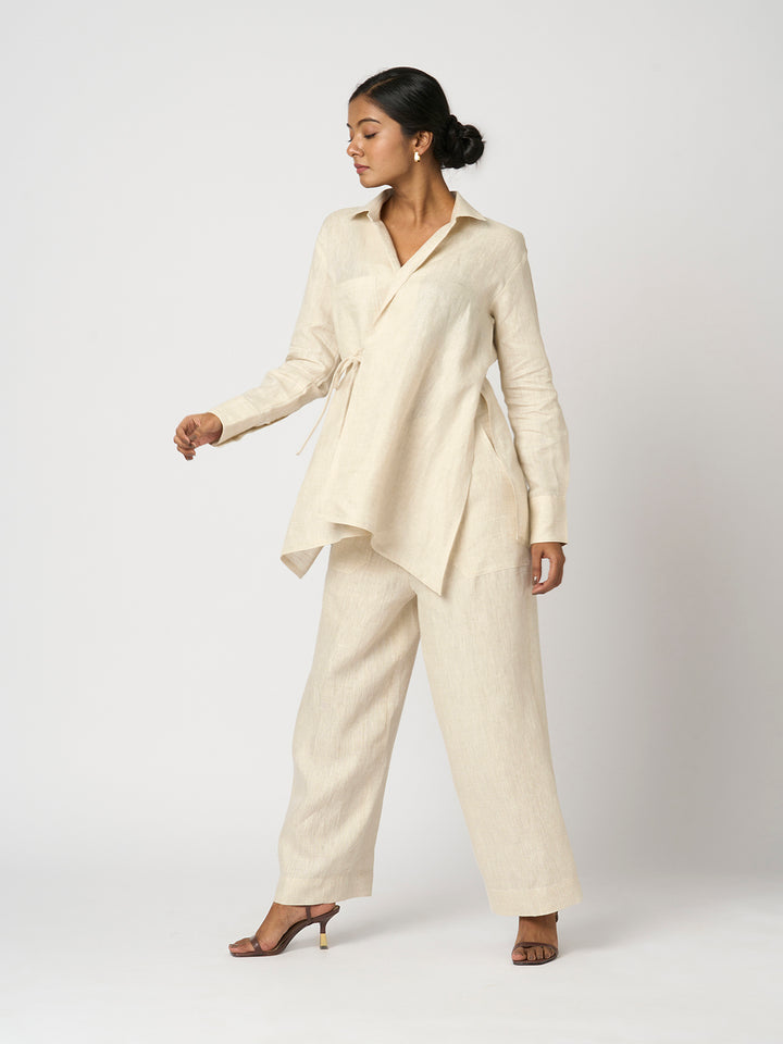 Linen Cord Set With Tie-up Top
