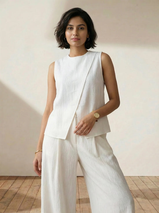 OVERLAP TOP WITH TROUSER / White