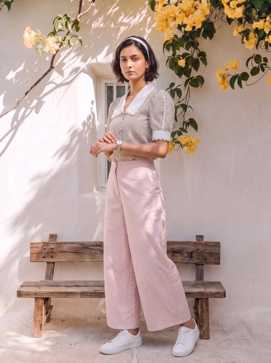 Beige check shirt