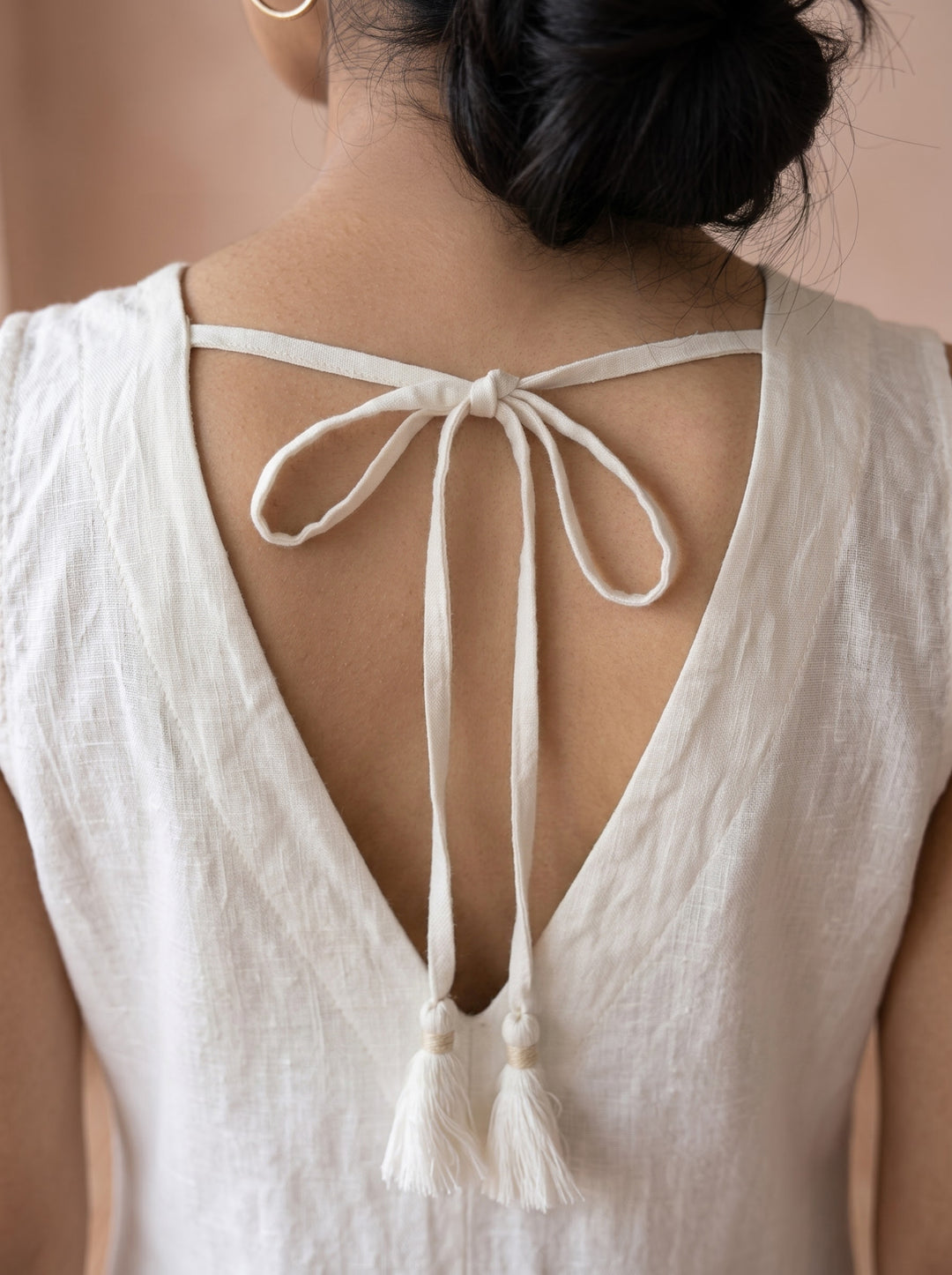 LONG MAXI DRESS WITH BACK TIE-UP /  White