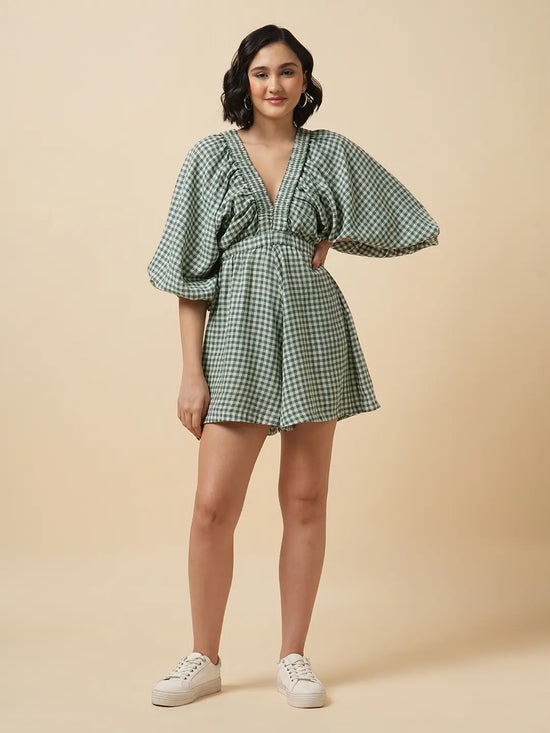 Green Check Romper