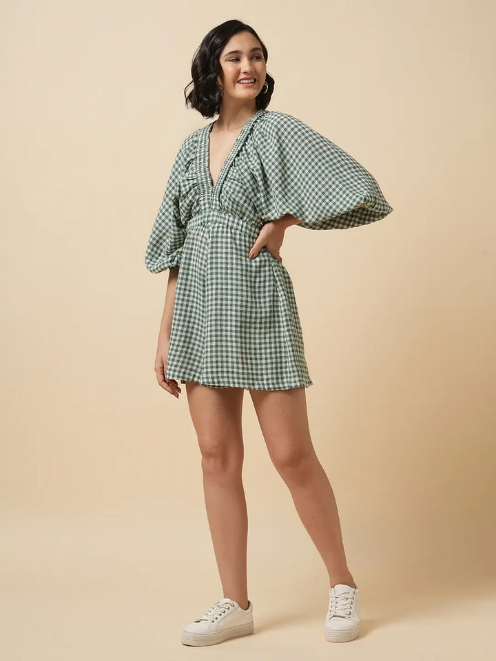 Green Check Romper