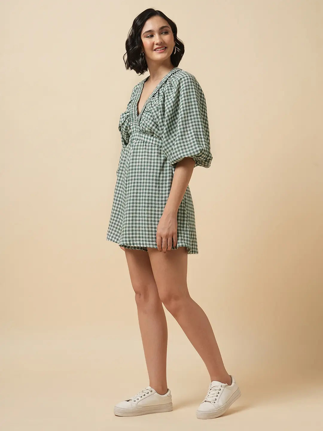 Green Check Romper