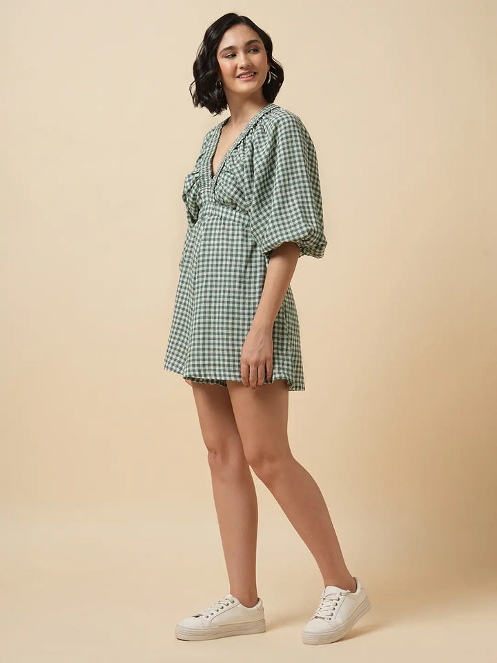 Green Check Romper