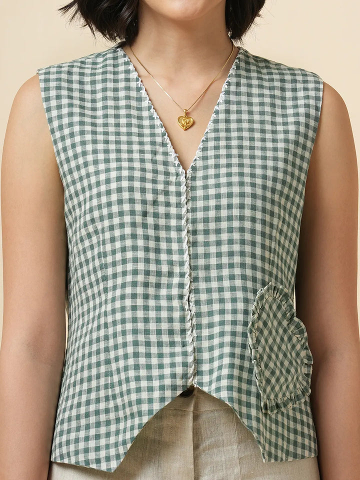 Green Check Top