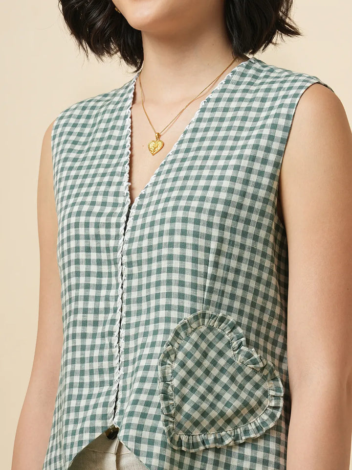 Green Check Top